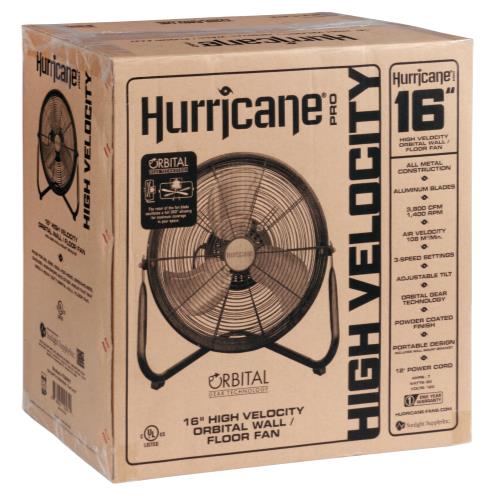 Hurricane Pro Heavy Duty Orbital Wall / Floor Fan 16 In
