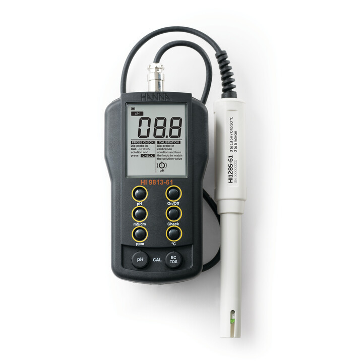 Hanna Instruments HI9813-61 Portable pH/EC/TDS/Temperature Meter with CAL Check