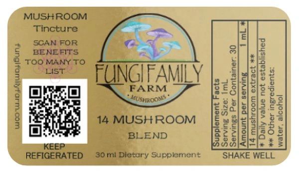 Fungi Family Farm 14 Blend Mushroom Tincture, 30 ml