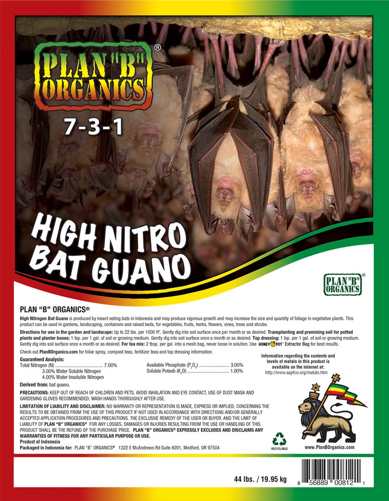 Concentrates Plan B Bat Guano Hi Nitro 7-3-1, 44 lb