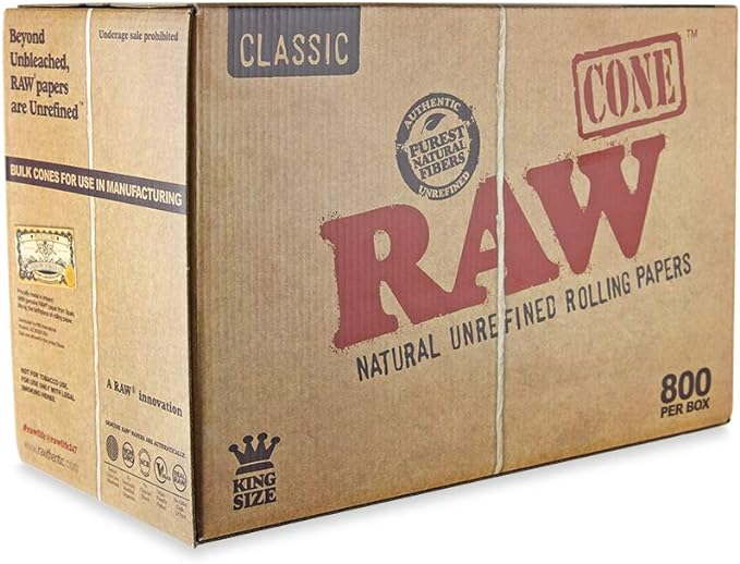 RAW Classic Cone Rolling Papers King Size, 109 mm, 800-Pack