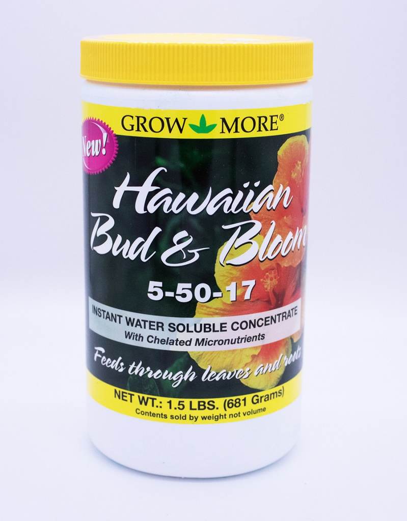 Grow More Hawaiian Bud &amp; Bloom Water Soluble Fertilizer Concentrate 5-50-17, 1.5 lb