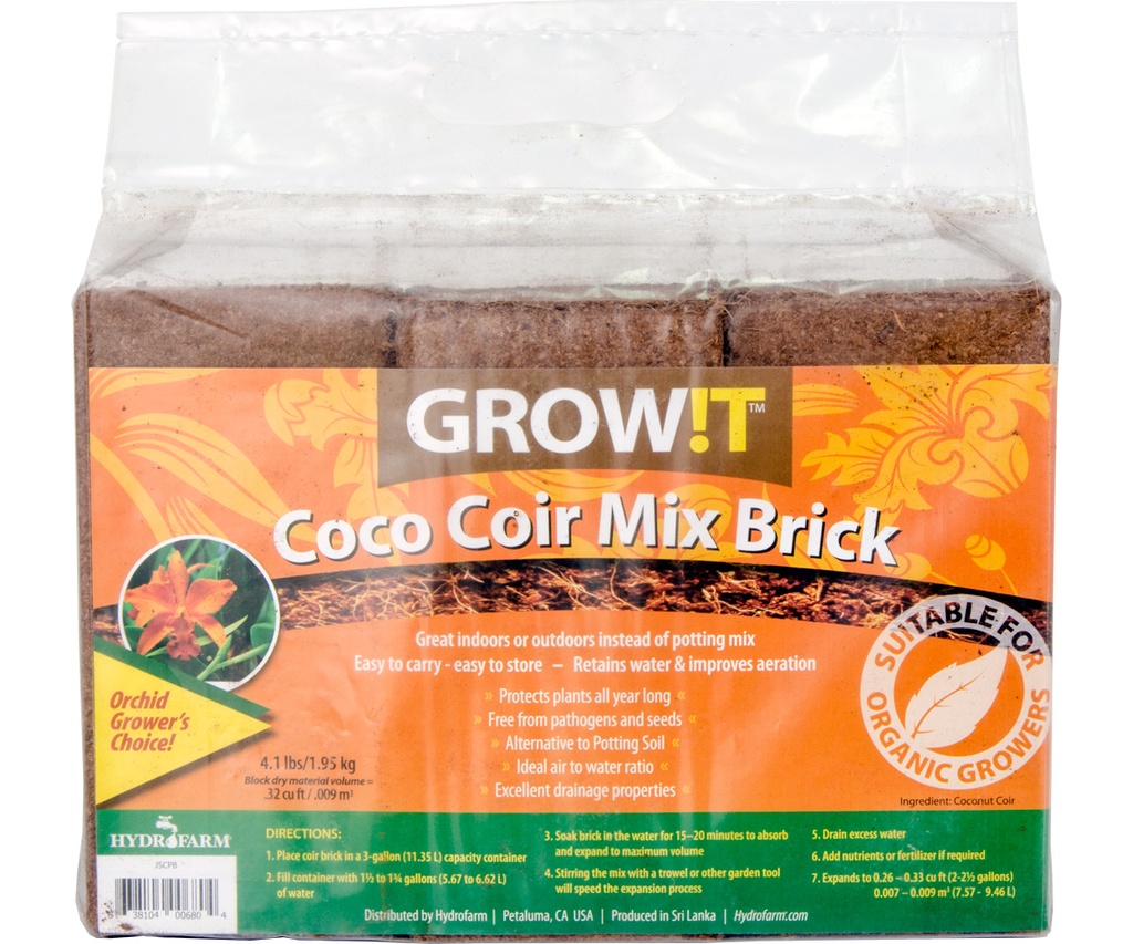 GROW!T Coco Coir Mix Brick, 3-Pack