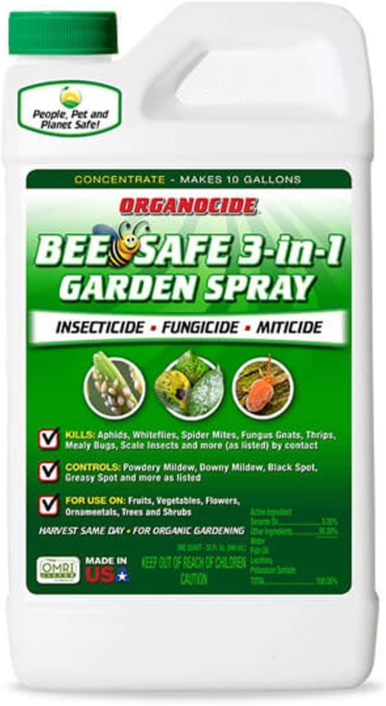 ORGANOCIDE BEE SAFE Organic 3-in-1 Garden Spray, 1 qt