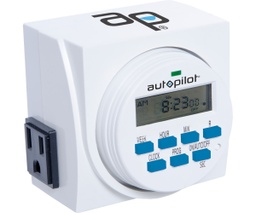[TM01715D] Autopilot Dual Outlet 7-Day Grounded Digital Programmable Timer, 1725W, 15A, 1 Second On/Off