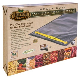 [HGC744386] Harvest Keeper Black Clear Precut Bags, 11 In x 18 In, 50-Pack